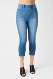 High Waist Pull On Cool Denim Capri