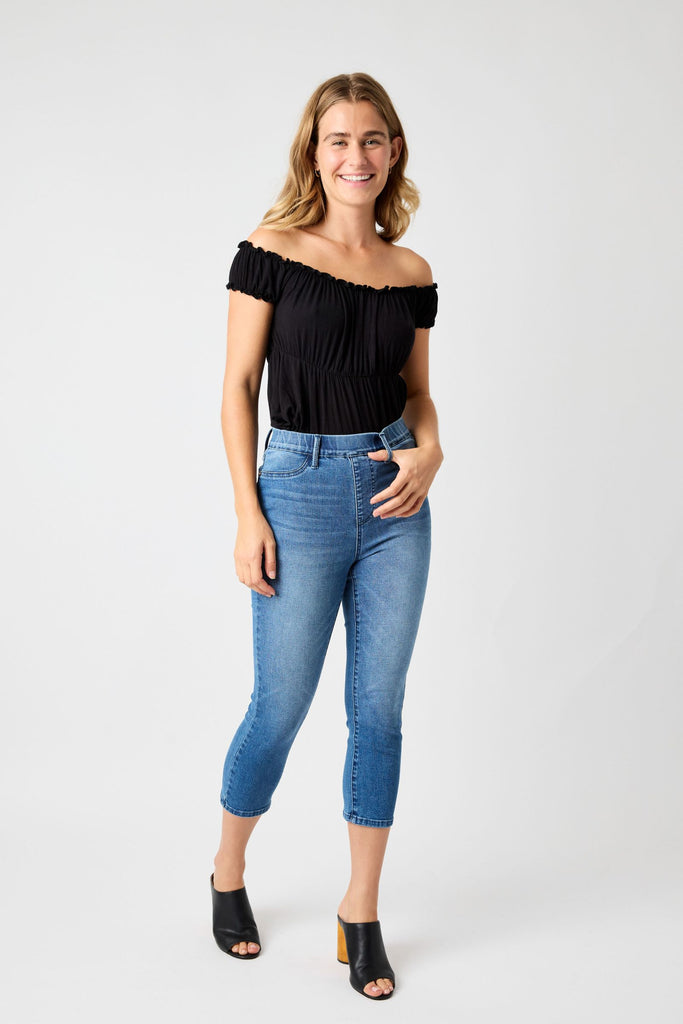 Curvy High Waist Pull On Capri