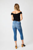 High Waist Pull On Cool Denim Capri