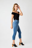 High Waist Pull On Cool Denim Capri