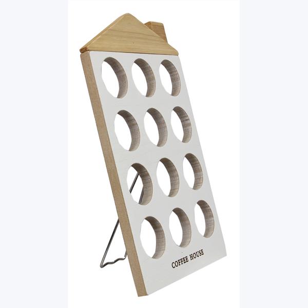 Wood house table top coffee pod holder