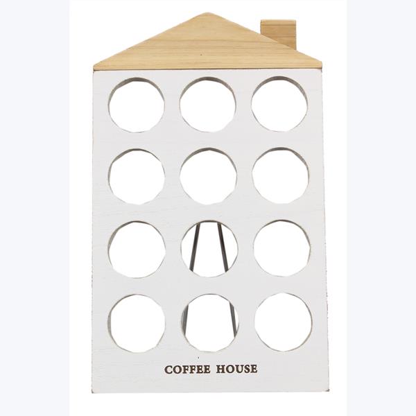 Wood house table top coffee pod holder