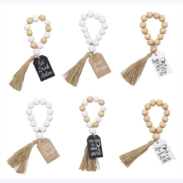 Wood beads wine tags