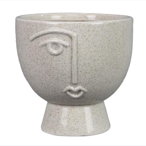 Face Design Stoneware Uneven Glazed Planter