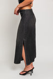 BLACK BELTED MIDI SKIRT