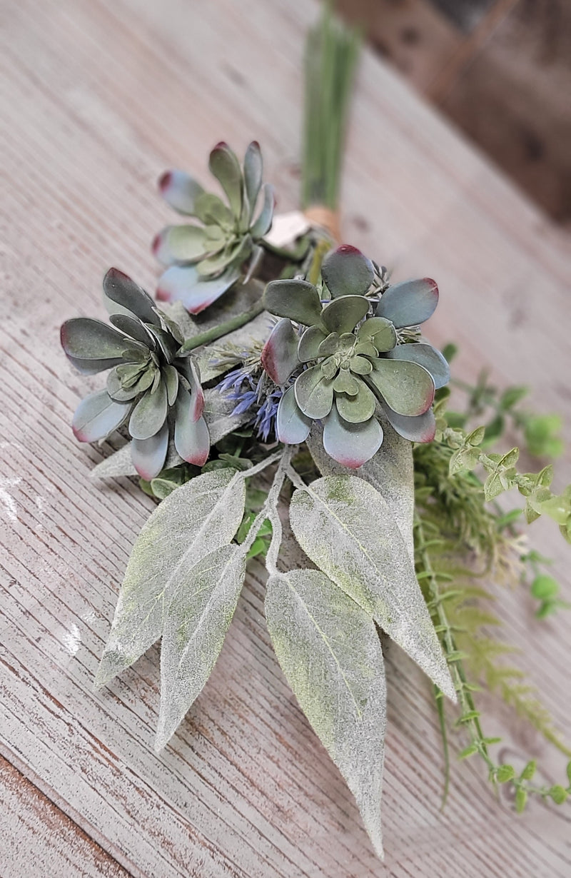 BUNDLE SUCCULENT W/FOLIAGE 9IN X 17IN TIED WITH TWINE MVX EVERLASTING SUCCULENT