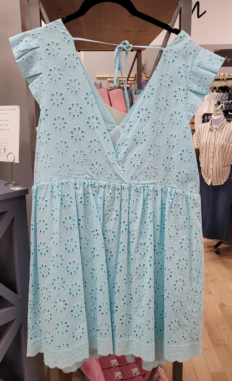 A-Line Flare Eyelet Cotton Mini Dress