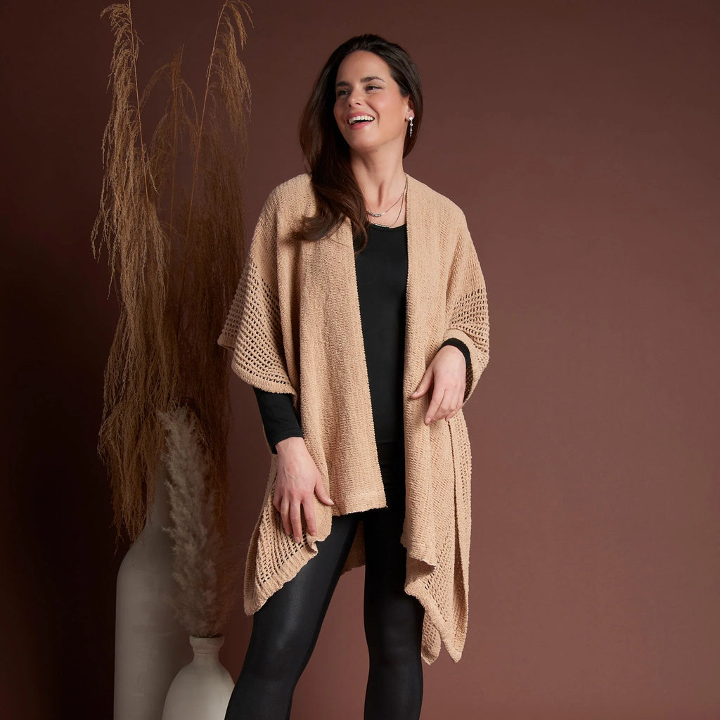 Tan Open Sweater Knit Wrap