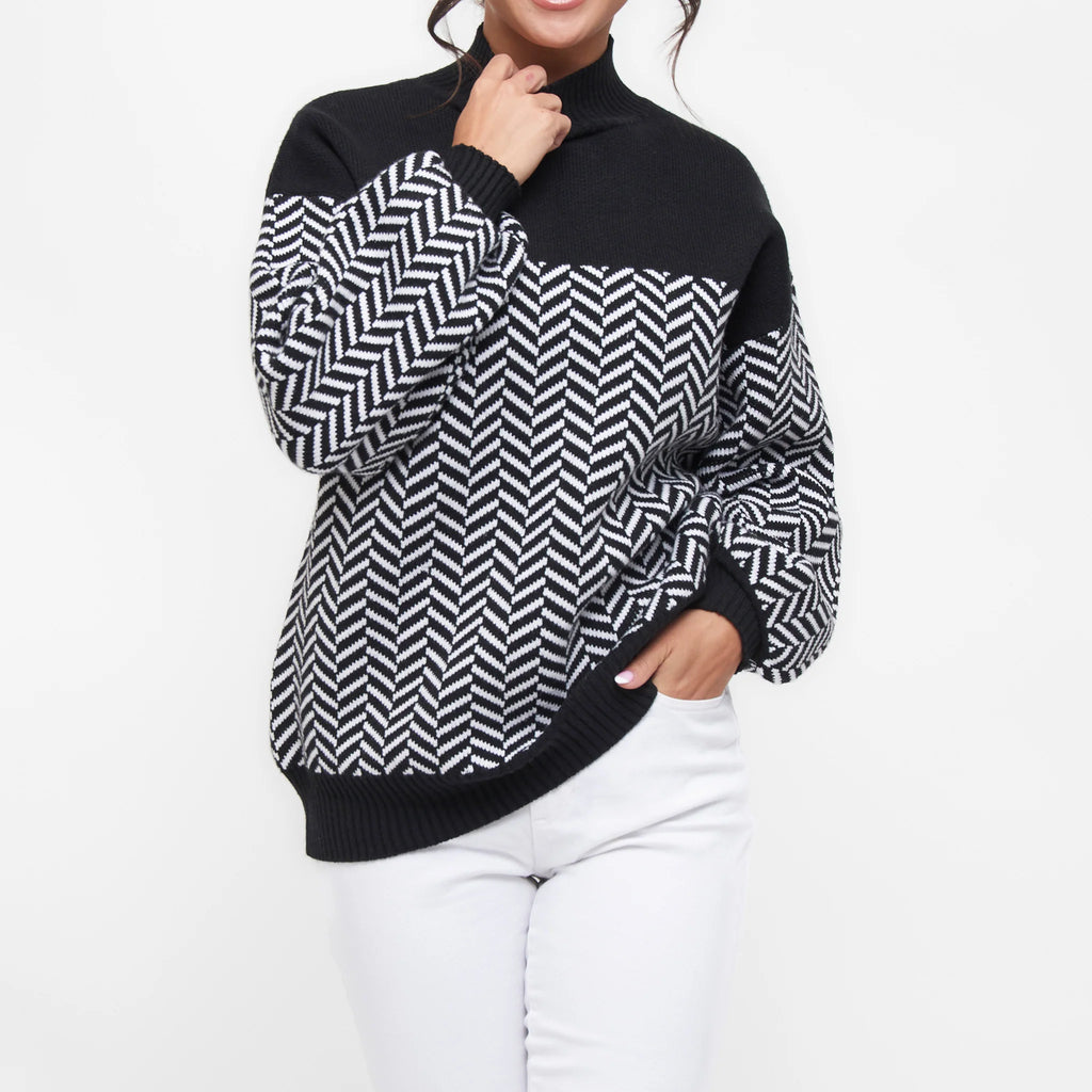 Skyler Herringbone Knit Turtleneck
