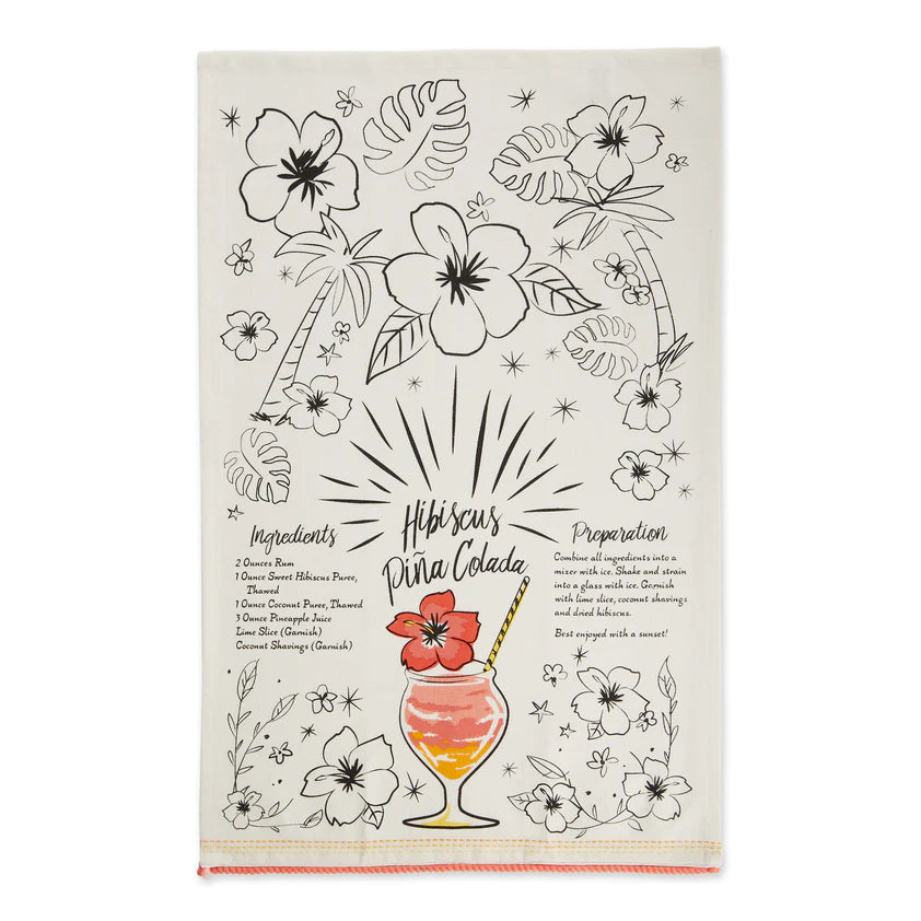 FINAL SALE - Tropical Sips Recipe Embellished Dishtowels