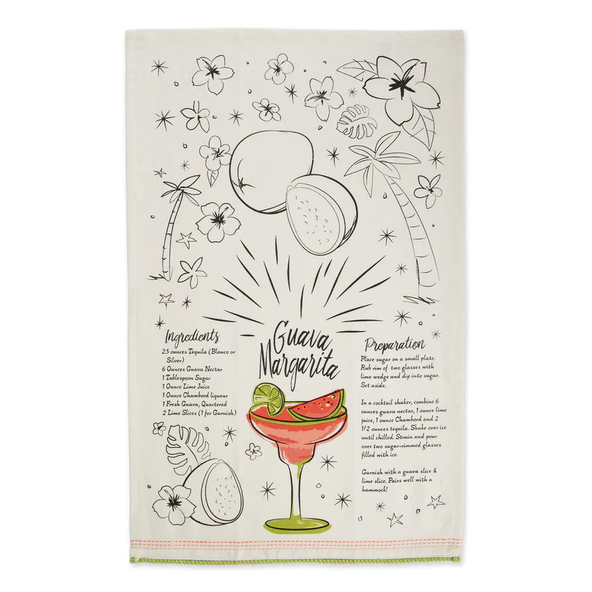 FINAL SALE - Tropical Sips Recipe Embellished Dishtowels