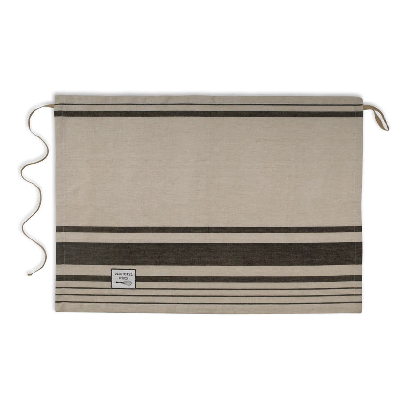 Flax & Black Pantry Stripe Dishtowel Apron