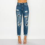 Wax Jeans - Black Distressed Mom Jeans