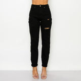 Wax Jeans - Black Distressed Mom Jeans
