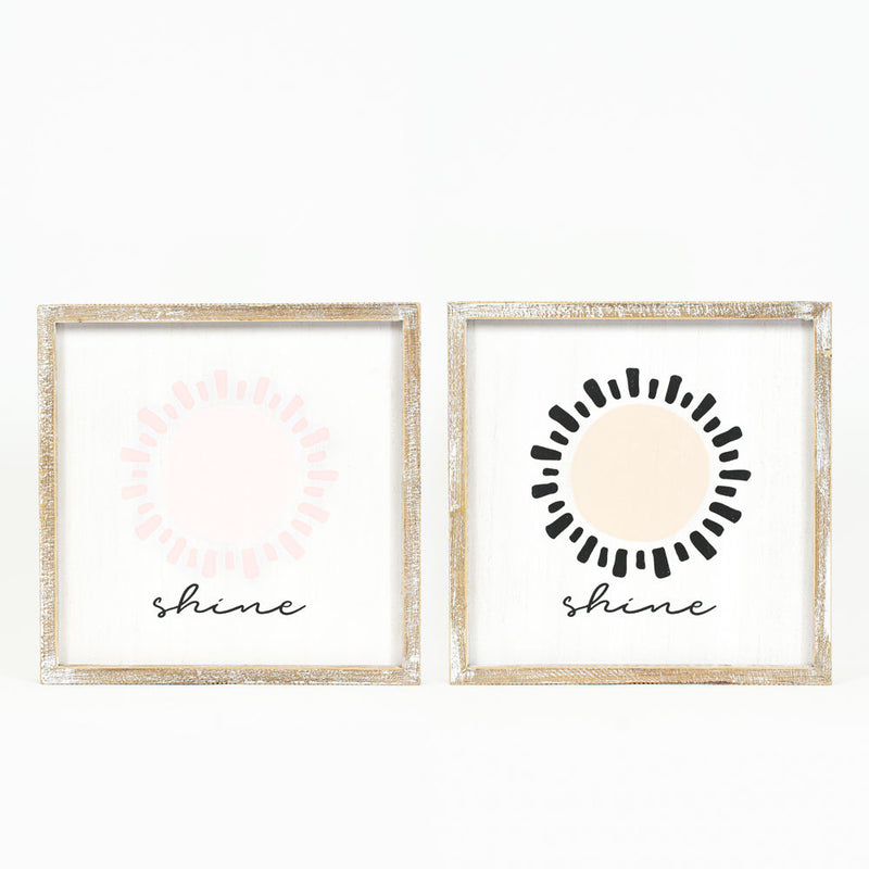 Double sided wood "Shine" sign