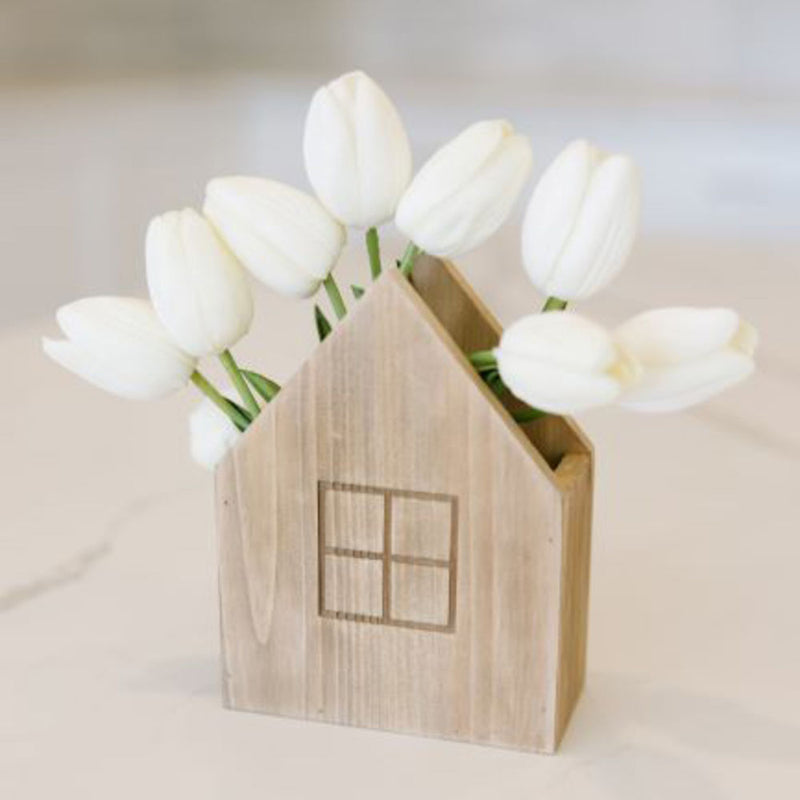 Natural wood house planter