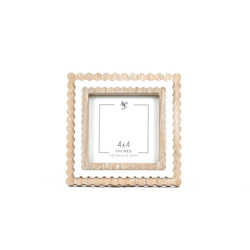 6x6x1 Wood Photo Frame (scallop) Ntrl/wh (4x4)