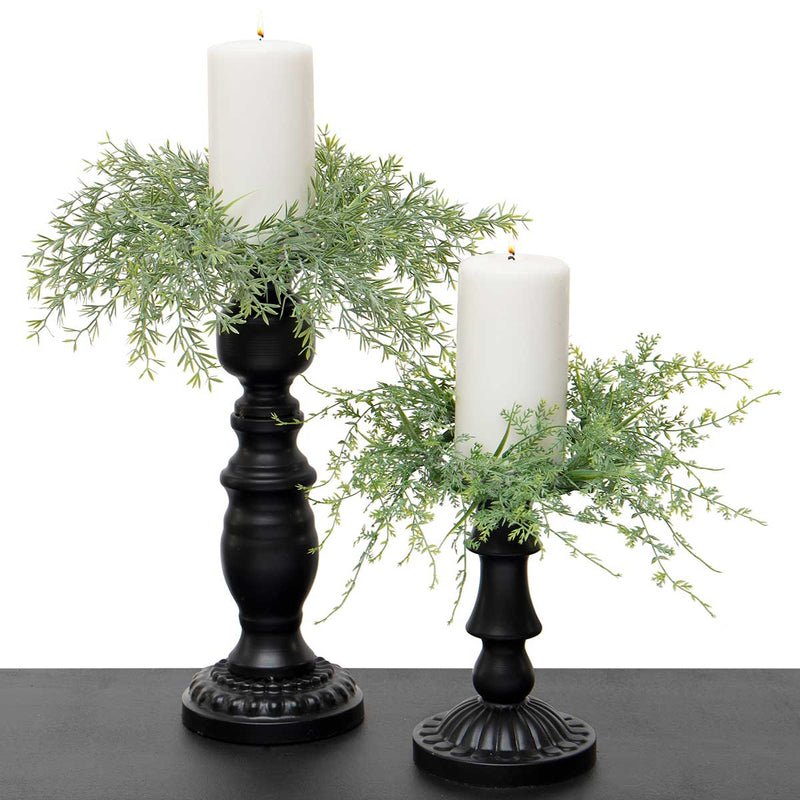 CANDLE RING FERN 12IN (INNER RING 3.5IN) GREEN PLASTIC