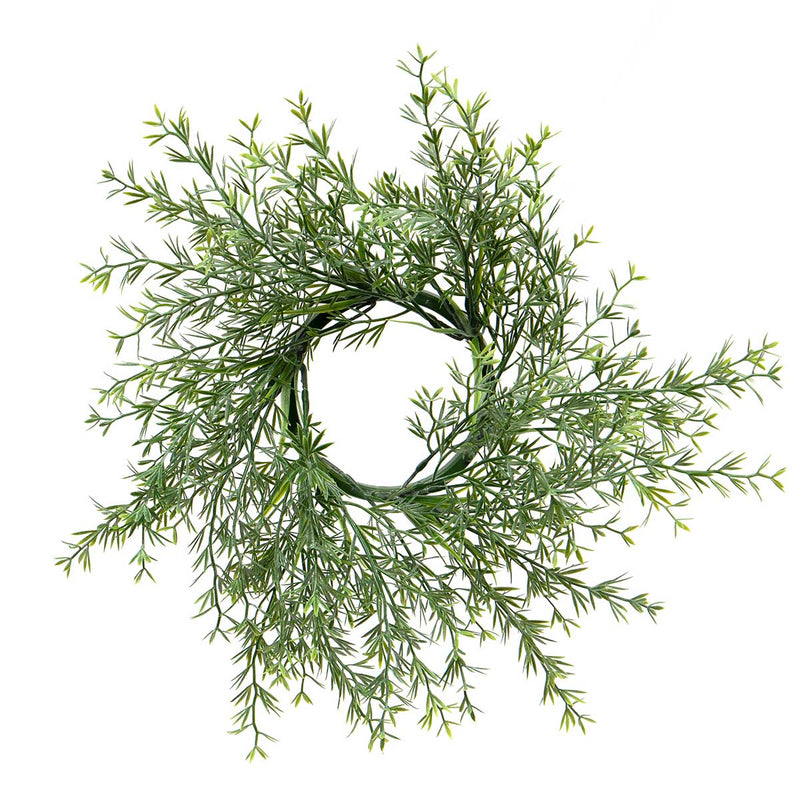 CANDLE RING FERN 12IN (INNER RING 3.5IN) GREEN PLASTIC