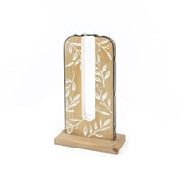 Tall Leaf Engraved Wood And Stem Vase