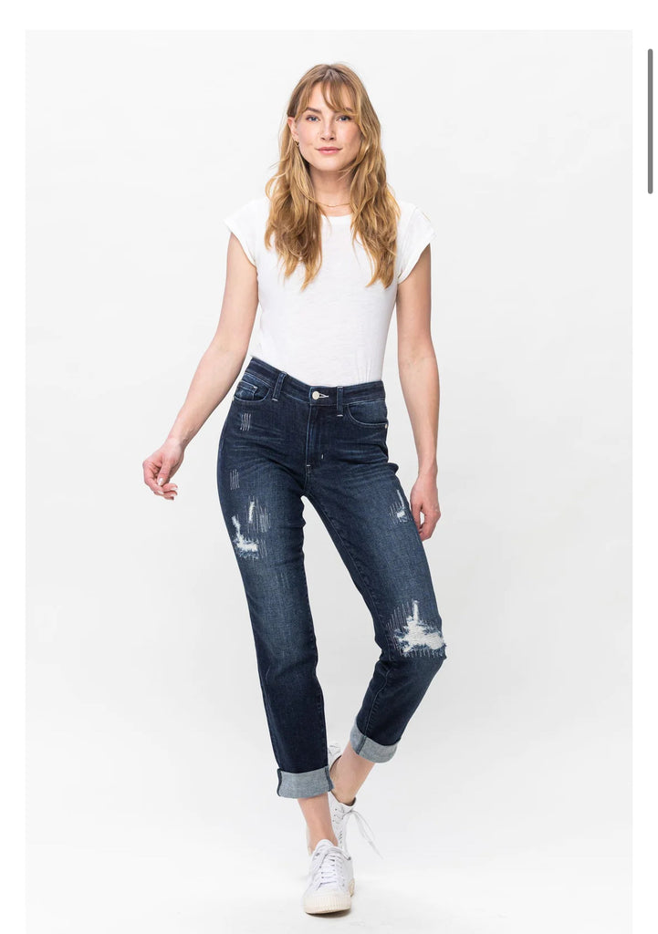 STITCHED DESTROY DOUBLE CUFF BF