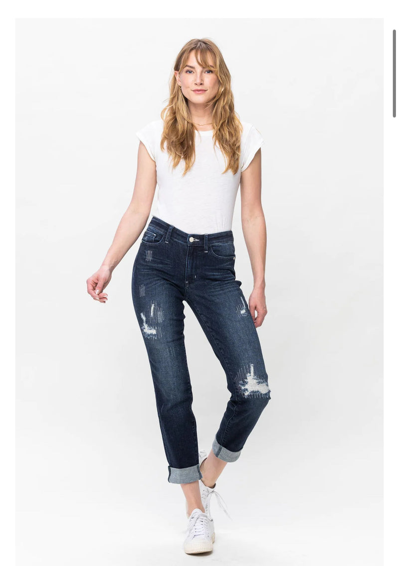 STITCHED DESTROY DOUBLE CUFF BF