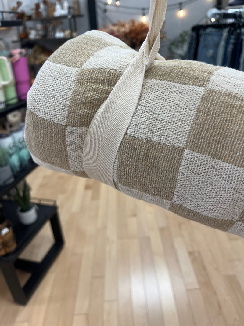 FINAL SALE - 50X60 CAMEL CHECKER THROW