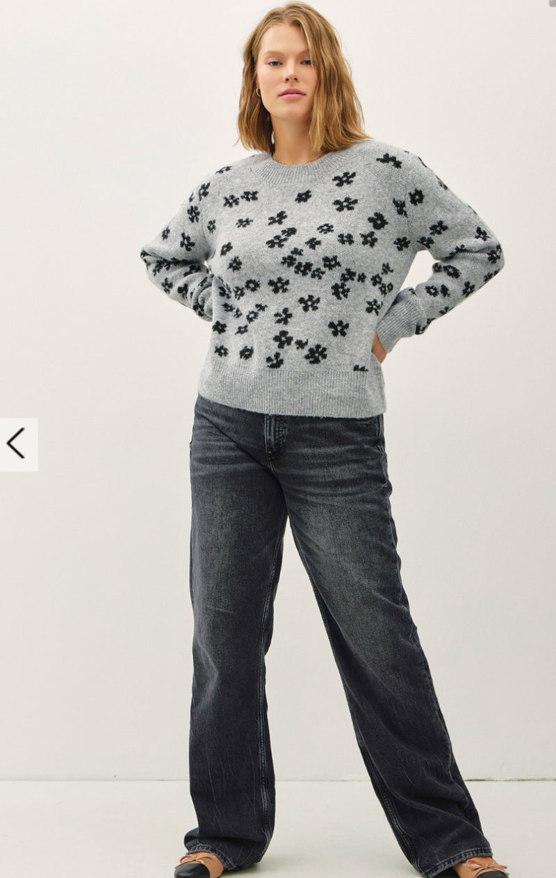 Curvy Grey Floral Sweater
