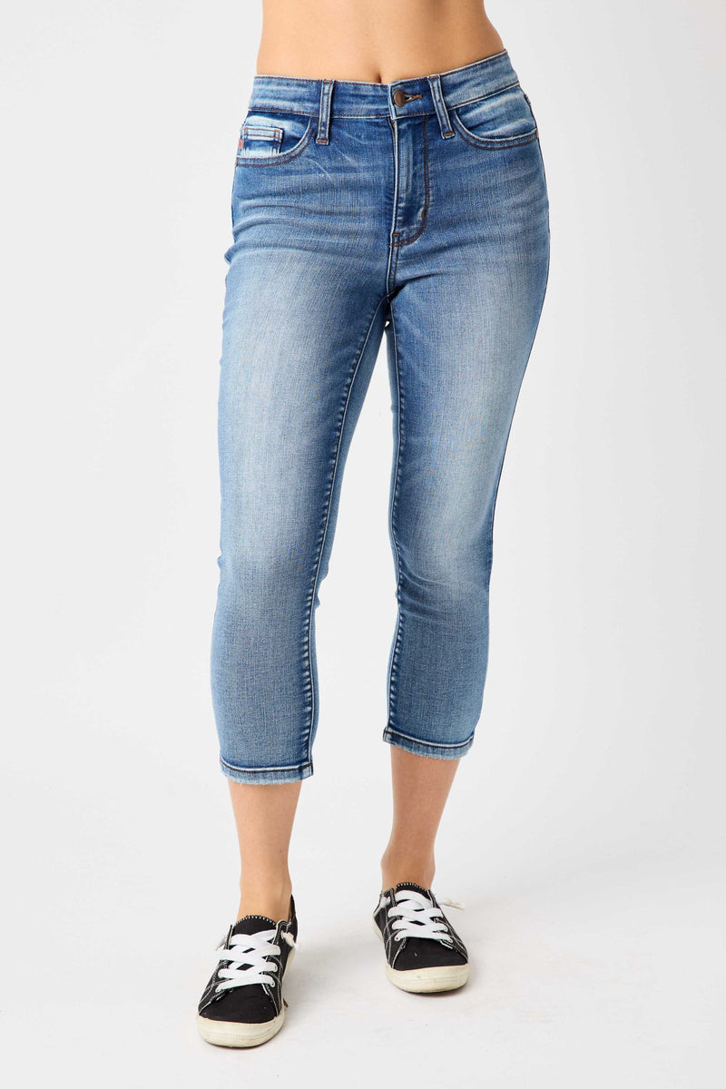Mid Rise CONTRAST WASH CAPRI