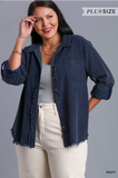 Curvy Navy Button Shacket