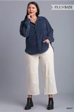 Curvy Navy Button Shacket