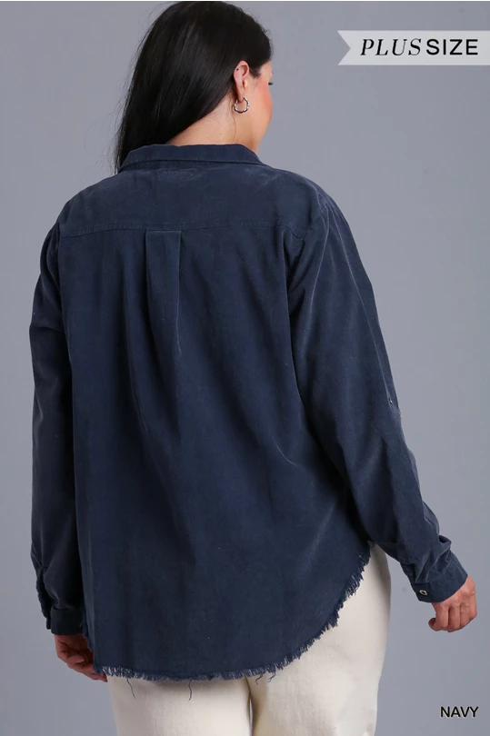 Curvy Navy Button Shacket