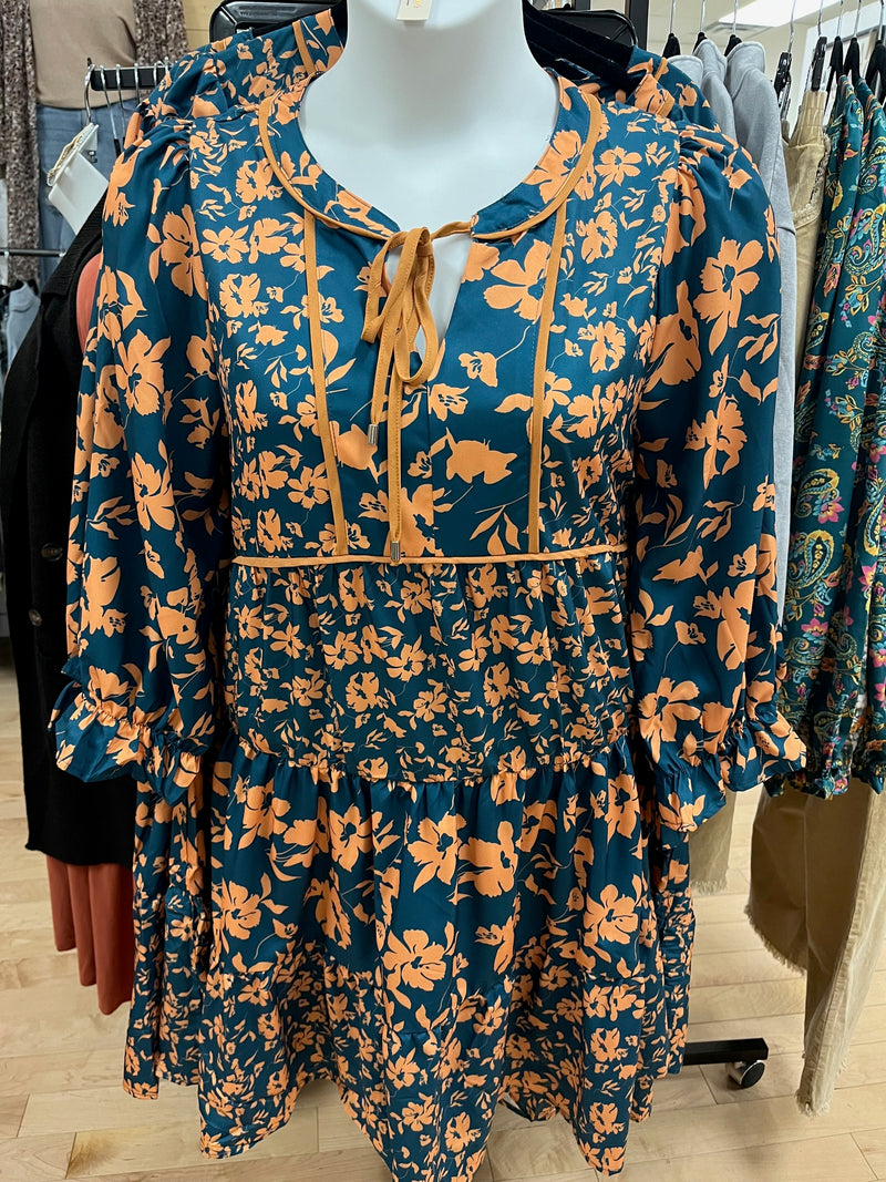 Curvy Teal Tiered Dress