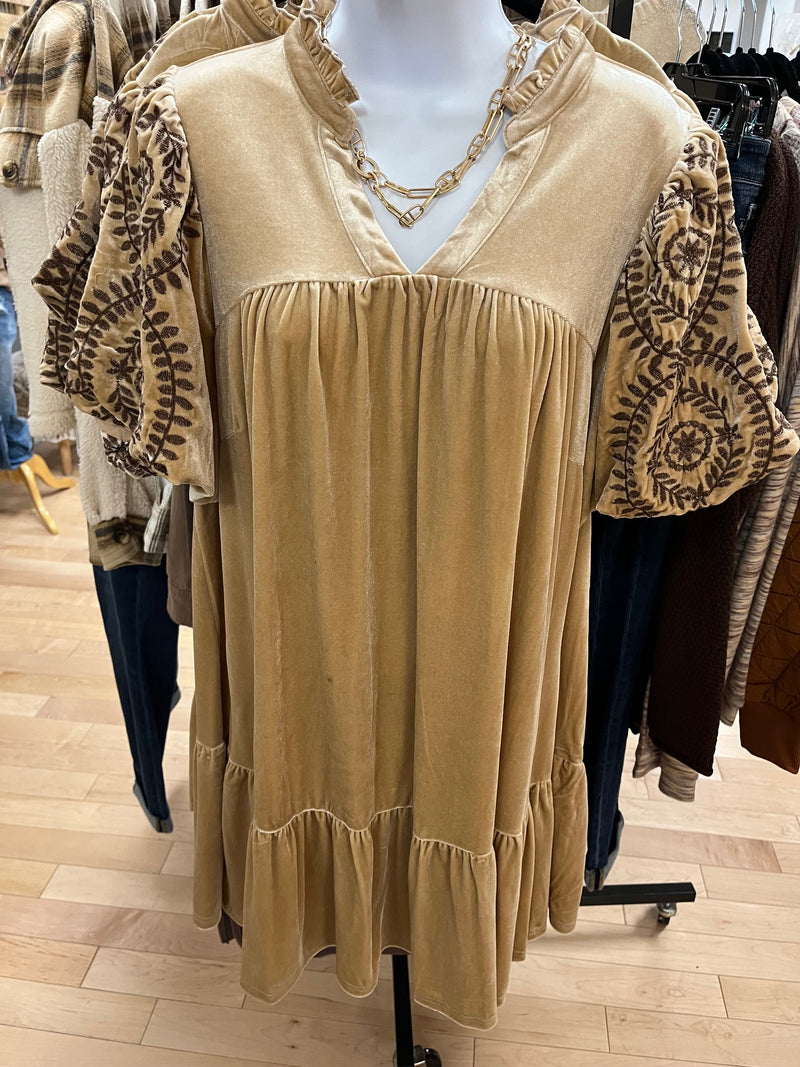 TAUPE VELVET DRESS