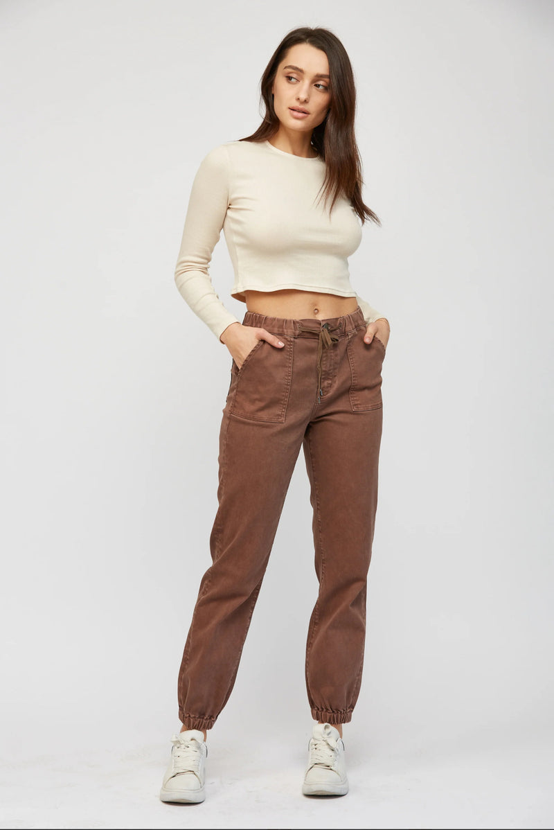 HIGH RISE JOGGER - COCOA