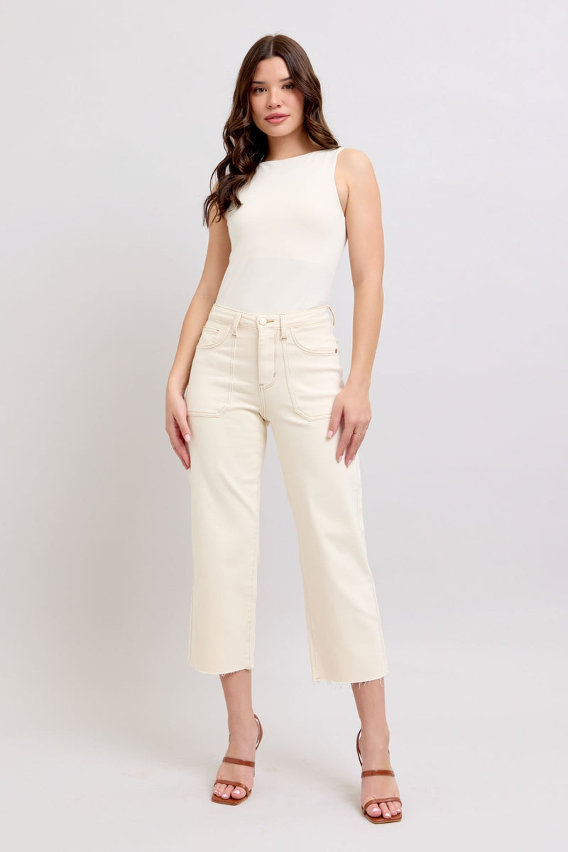 HIGH WAIST DYED CROP WIDE LEG