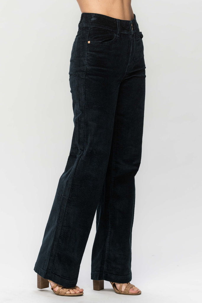 Judy Blue Green Corduroy Trouser Wide Leg