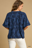 Navy Split Neck Top
