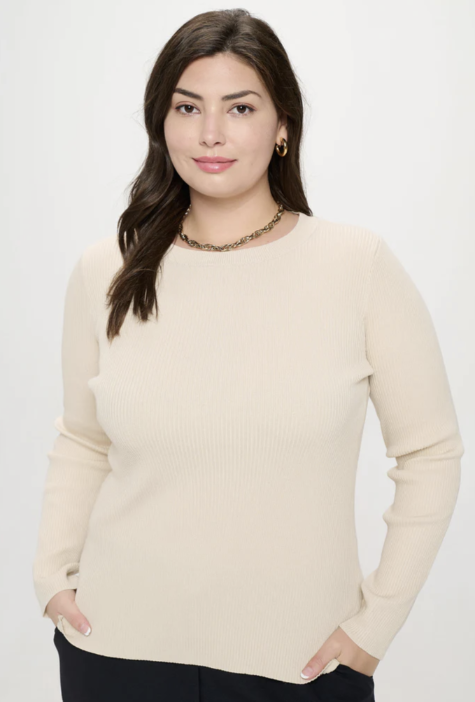 Curvy Natural Crewneck Sweater