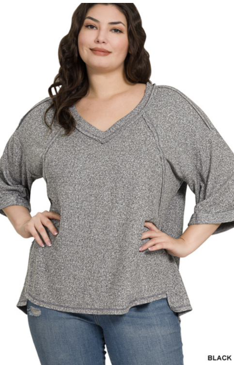 Curvy Black V-neck