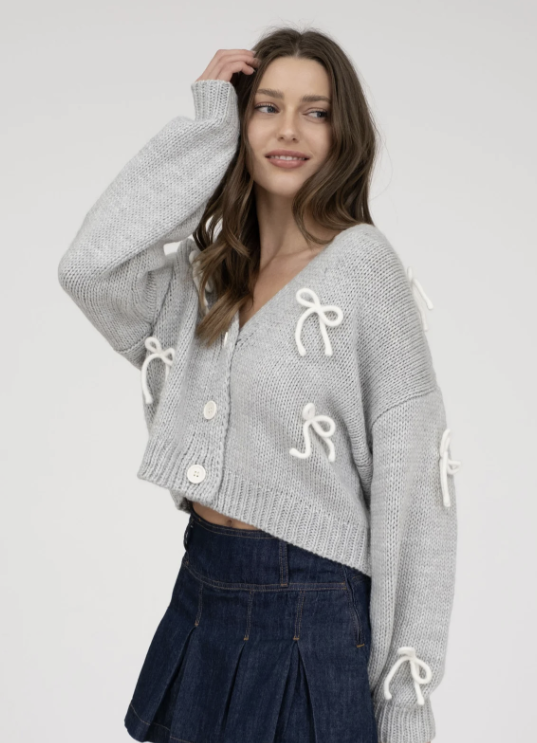 Grey Bow Cardigan