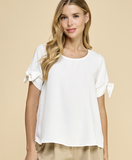 Ivory Top With Bow Sleeve