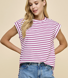 Magenta/white Top