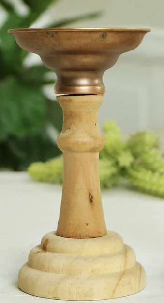 Wood Candle Holder - 7.5 inches