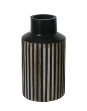 Wood Ribbed Vase