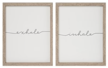 Mdf Inhale/exhale Wall Decor Set of 2
