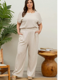 Curvy Oatmeal Linen Pants