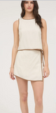 Natural Linen Crop Top, brown trim