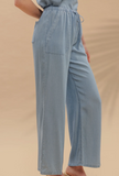 Drawstring Waist Chambray