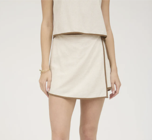 Natural Skort with brown Trim